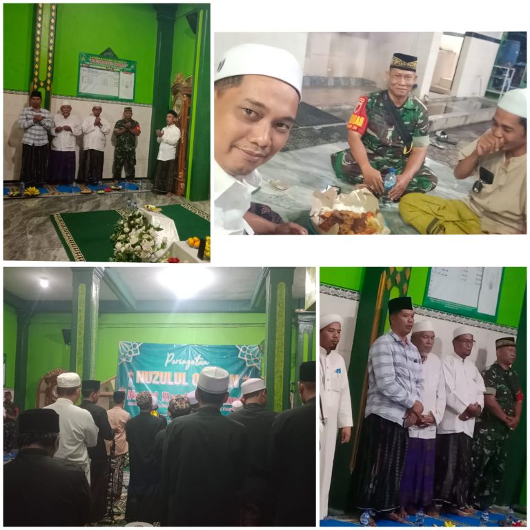 Jalin Silaturahmi dan Tingkatkan Kerjasama, Babinsa Hadiri Peringatan Nuzulul Qur’an di Masjid Roudlotul Hamdi di Rembang
